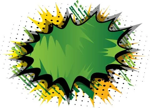 Vector illustrated retro comic book background with big green explosion bubbl Illustrazione stock