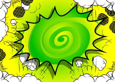 Vector illustrated retro comic book background with big green explosion bubbl Illustrazione stock