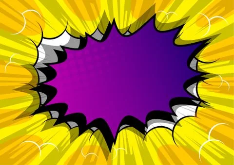 Vector illustrated retro comic book background with big purple explosion bubb Stock Illustration