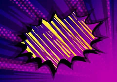 Vector illustrated retro comic book background with big purple explosion bubb Stock Illustration