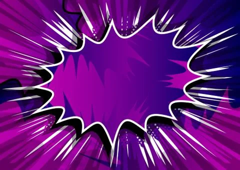 Vector illustrated retro comic book background with big purple explosion bubb Stock Illustration