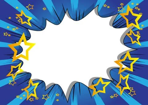 Vector illustrated retro comic book big blank explosion bubble on blue backgr Illustrazione stock