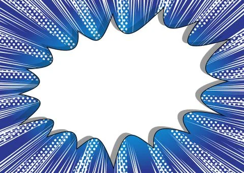 Vector illustrated retro comic book big blank explosion bubble on blue backgr Stock Illustration