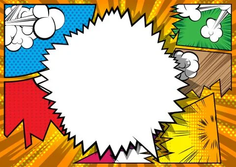 Vector illustrated retro comic book background with big blank speech bubble,  Stock Illustration