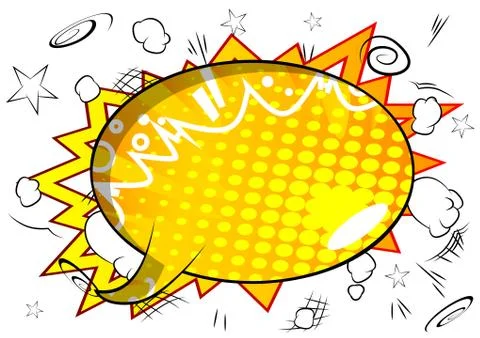 Vector illustrated retro comic book background with big colorful speech bubbl 스톡 일러스트