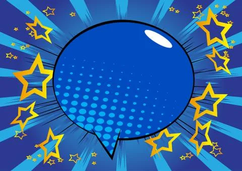 Vector illustrated retro comic book background with big colorful speech bubbl Stock Illustration