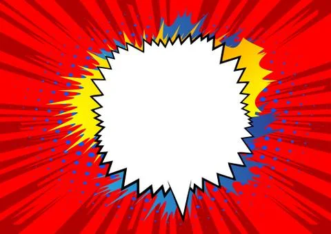 Vector illustrated retro comic book background with big blank speech bubble,  Illustrazione stock
