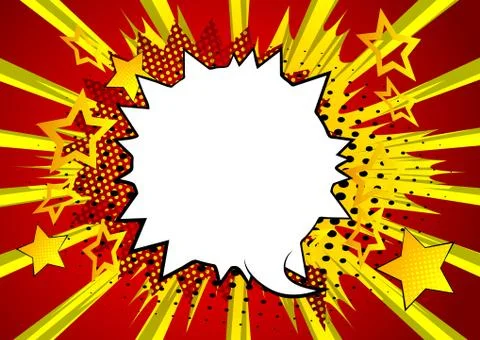 Vector illustrated retro comic book background with big blank speech bubble,  イラスト素材