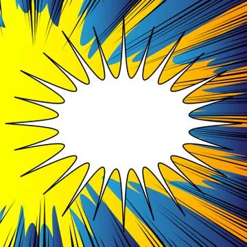 Vector illustrated retro comic book background with big blank explosion bubbl Stock Illustration