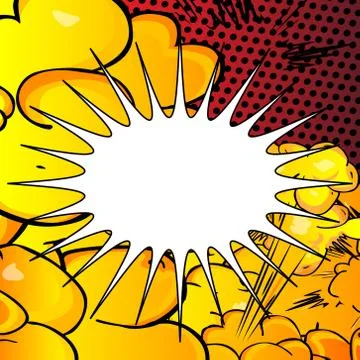 Vector illustrated retro comic book background with big blank explosion bubbl Stock Illustration