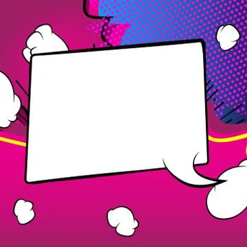 Vector illustrated retro comic book background with big blank speech bubble,  Illustrazione stock