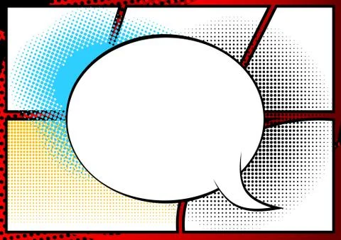 Vector illustrated retro comic book background with big blank speech bubble,  Illustrazione stock