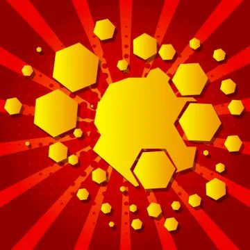 Vector illustrated retro comic book background hexagone shaped bubble, pop ar イラスト素材