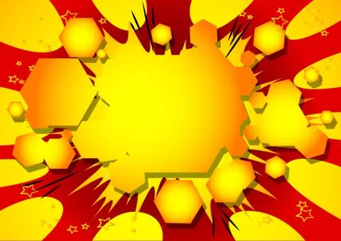 Vector illustrated retro comic book background hexagone shaped bubble, pop ar Illustrazione stock