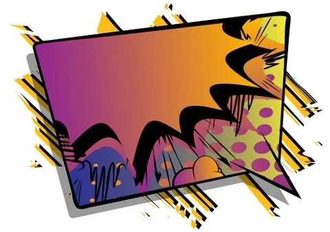 Vector illustrated retro comic book background with big colorful speech bubbl 스톡 일러스트
