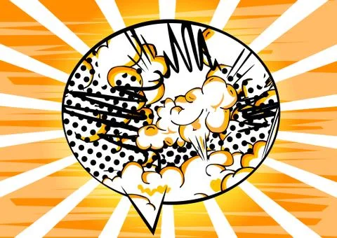 Vector illustrated retro comic book background with big colorful speech bubbl イラスト素材
