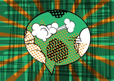 Vector illustrated retro comic book background with big colorful speech bubbl Illustrazione stock