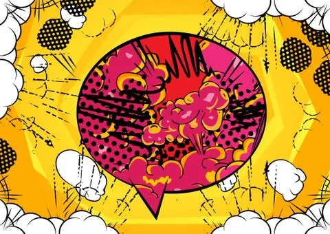 Vector illustrated retro comic book background with big colorful speech bubbl イラスト素材