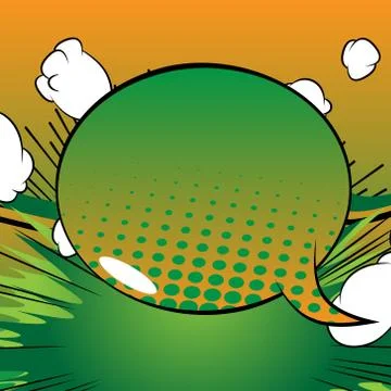 Vector illustrated retro comic book background with big colored speech bubble Stockillustratie