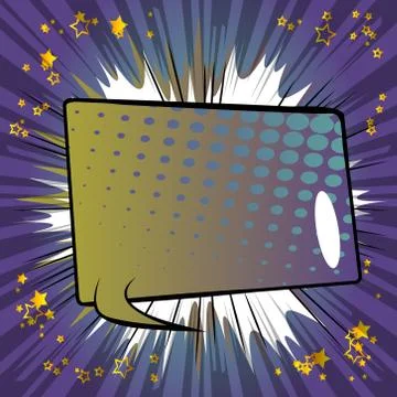 Vector illustrated retro comic book background with big colored speech bubble 스톡 일러스트