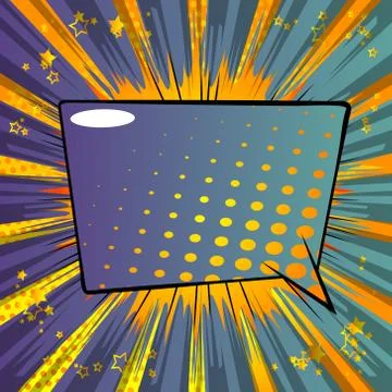 Vector illustrated retro comic book background with big colored speech bubble 스톡 일러스트