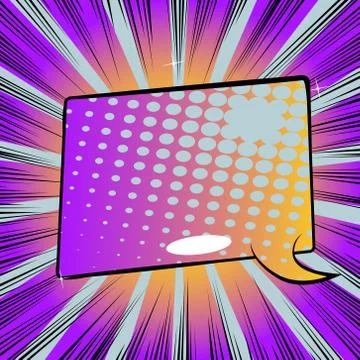 Vector illustrated retro comic book background with big colored speech bubble Illustrazione stock