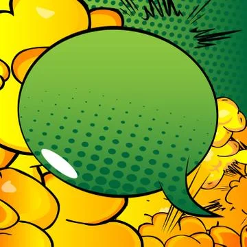 Vector illustrated retro comic book background with big colorful speech bubbl 스톡 일러스트