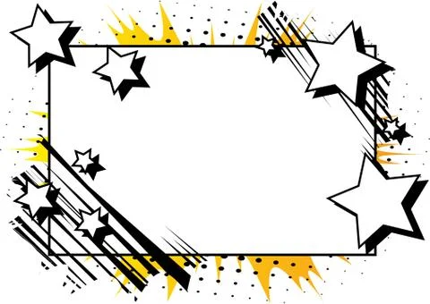 Vector illustrated retro comic book background with big blank square, pop art Stock Illustration