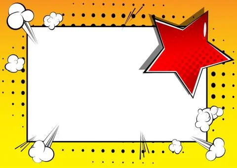 Vector illustrated retro comic book background with big blank square, pop art Stock Illustration