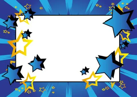 Vector illustrated retro comic book background with big blank square, pop art Stock Illustration