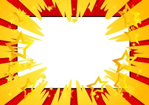 Vector illustrated retro comic book background with big blank square, pop art Stock Illustration