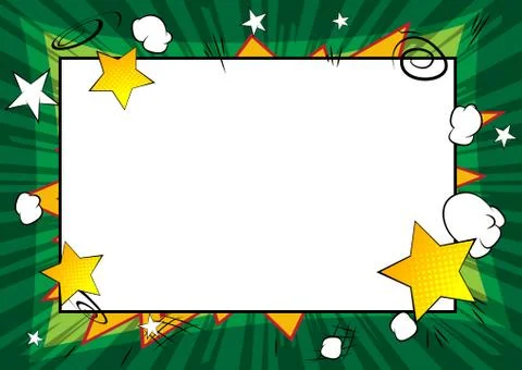Vector illustrated retro comic book background with big blank square, pop art Stock Illustration