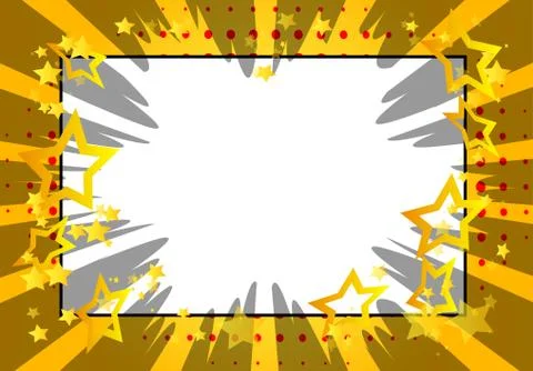Vector illustrated retro comic book background with big blank square, pop art Stock Illustration
