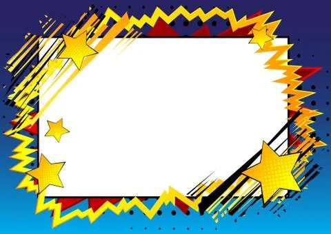Vector illustrated retro comic book background with big blank square, pop art Stock Illustration