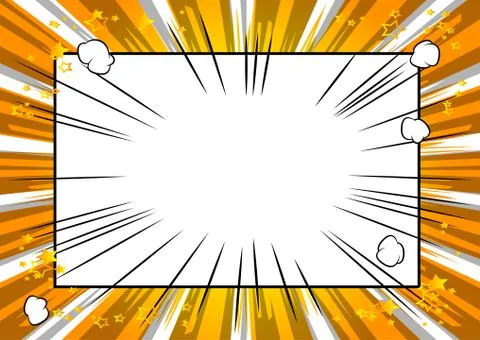 Vector illustrated retro comic book background with big blank square, pop art Illustrazione stock