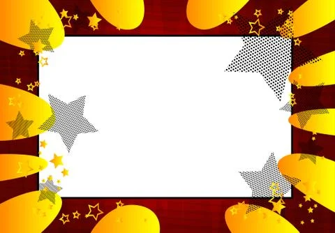 Vector illustrated retro comic book background with big blank square, pop art Stock Illustration