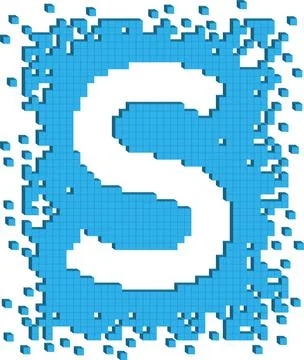 Vector illustrated shape letter S with small blue cubes around Stock-Illustration