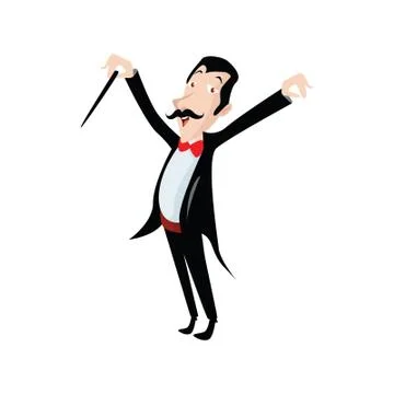 Vector Illustratio Standing conductor directing classical music with his wood Stock Illustration