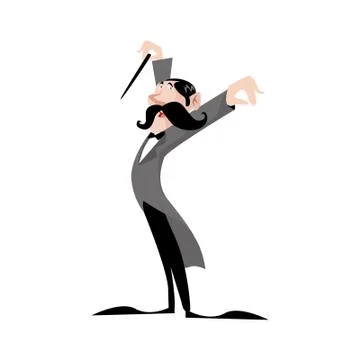 Vector Illustratio Standing conductor directing classical music with his wood Stock Illustration