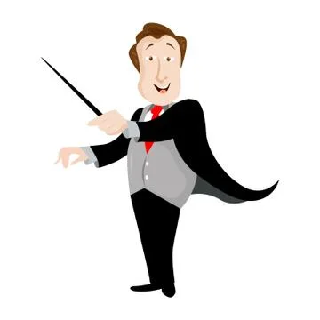 Vector Illustratio Standing conductor directing classical music with his wood Stock Illustration