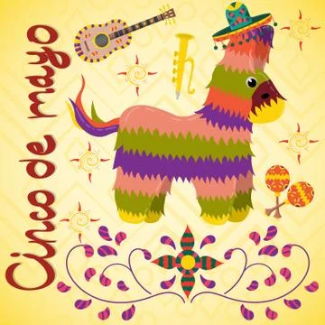 Vector illustration 2 on Mexican theme of Cinco de mayo celebration in flat s Stock Illustration