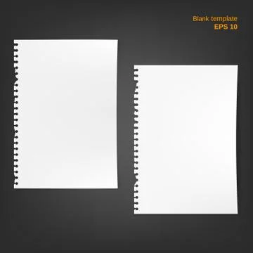 Vector illustration of 2 torn block note papers with fold edges and corners. Illustrazione stock