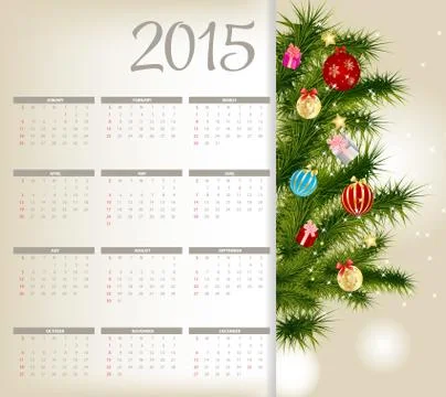 Vector Illustration. 2015 New Year Calendar Stock Illustration