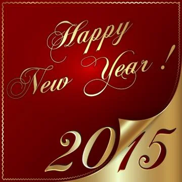 Vector illustration of 2015 new year greeting with curled corner Stock Illustration