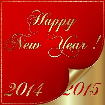 Vector illustration of 2015 new year greeting with curled corner Stock Illustration