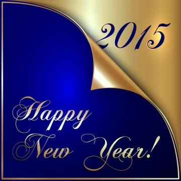 Vector illustration of 2015 new year greeting with curled corner Stock Illustration