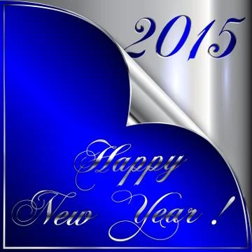 Vector illustration of 2015 new year greeting with curled corner Stock Illustration