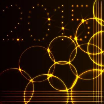 Vector illustration of 2015 new year greeting card  with flame circles Stock Illustration