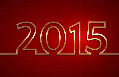 Vector illustration of 2015 new year red greeting billboard with golden wire Illustrazione stock