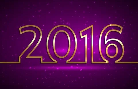 Vector illustration of 2016 new year greeting billboard with gold wire Stock Illustration